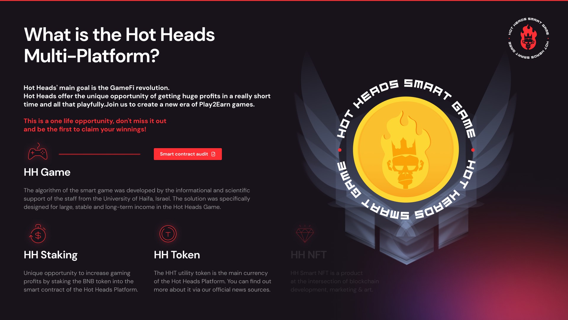 Hot Heads Web3 smart game interface