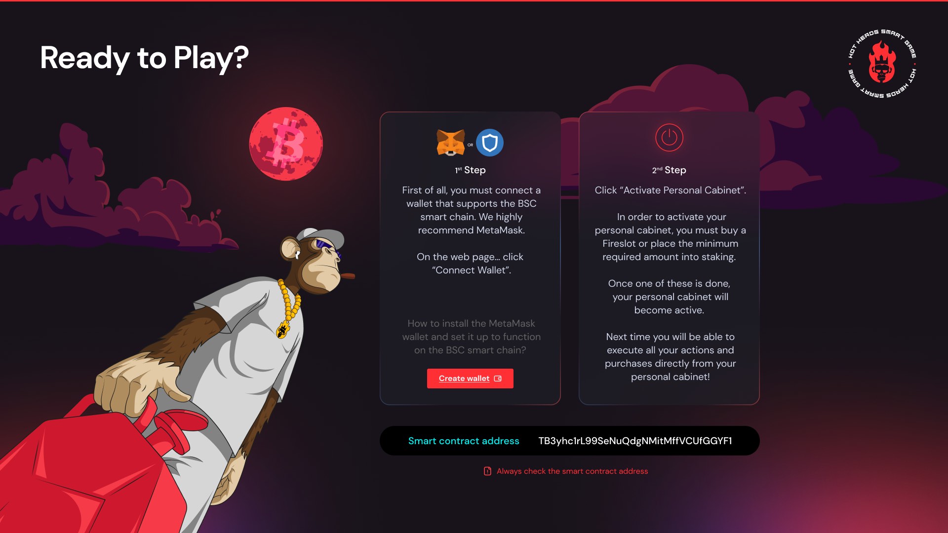 Hot Heads Web3 smart game interface